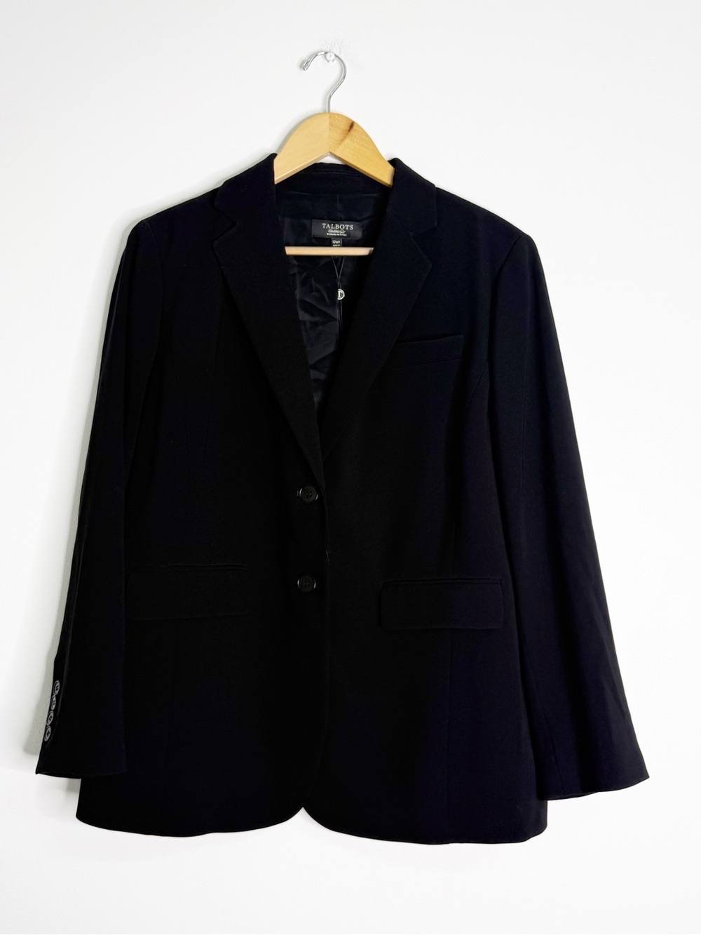 Talbots Grace Fit Blazer Women’s 12WP Petite Black Tailored Jacket NWT